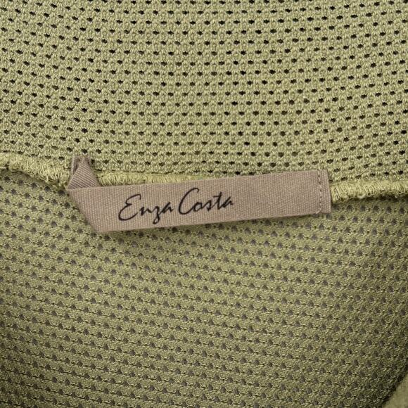 ENZA COSTA Open Knit Midi Skirt Women Medium Green High Rise Stretch Layering - Picture 11 of 16